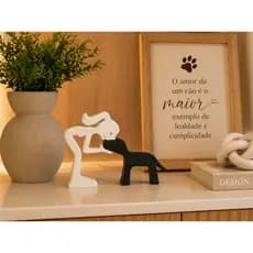 Escultura mulher e seu Cachorro para Decoração de Casa Enfeite  Mesa Sala | Moderna Minimalista Presente Elegante