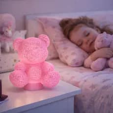 Luminária Ursinho Fofa Decorativa Luz Noturna Infantil Para Mesa e Quarto 4 Cores