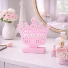 Porta Brincos e Bijuterias Organizador Coroa Princesa Decorativo para Mesa e Penteadeira feminina