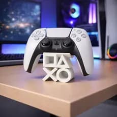 Suporte Controle PS5 Exclusivo Gamer – Design Símbolos PlayStation | Decoração Setup Gamer Premium