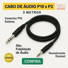 Cabo P10 X P2 Stereo 3 metros