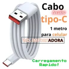 Cabo Turbo Xia Tipo C Original, Carregamento Ponta Laranja