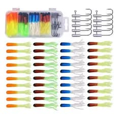 kit 51 peças isca shad isca artificial Lead Hook offset Plastic Artificial Fishing Bait For More Catch