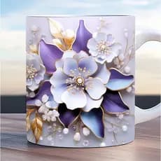 Caneca personalizada arte realista estilo 3D floral lírios xícara flores de lótus Jardin caneca de porcelana sublimação