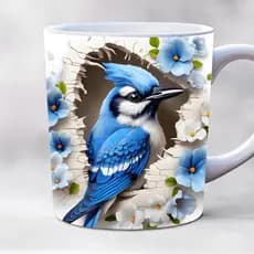 Caneca personalizada arte 3D pássaros canários caneca de porcelana periquitos passarinho xícara caneca branca sublimação