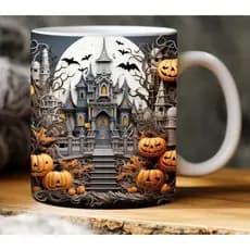 Caneca personalizada halloween bruxas arte realista 3d caneca de porcelana