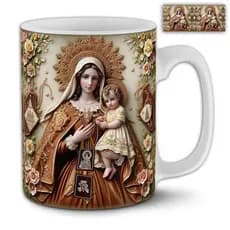 Caneca personalizada nossa senhora do Carmo artes realista estilo 3D Virgem Maria caneca de porcelana xícara sublimação