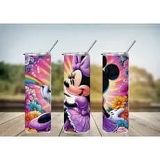 Copo térmico Tumbler personalizado Minnie e Mickey aço inoxidável com vedação squeeze garrafa canudo sublimação