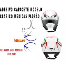 ADESIVO FAIXAS EMBLEMA  CAPACETE MODELO CLASICO ABERTO DIVERSOS MODA