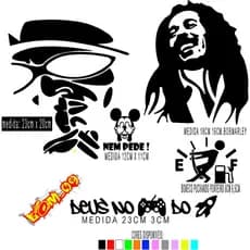 Kit Adesivo  boneco moto carro SABOTAGE  bob marley NEM ME PEDE BONECO DO PONTEIRO DEUS NO CONTROLE
