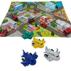 Avião de Brinquedo Kit 4x Aviões + 1 Pista Tapete 57x43cm !