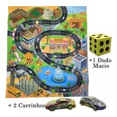 Tapete Divertido Pista de Carrinho Cidade 80cm x 70cm 2 Carrinho + Dado Macio Hot Wheels!