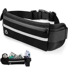 Pochete Slim de Corrida à Prova d'Água c/ Suporte para Garrafa e Saída para Fone–Leve Segura-Prática