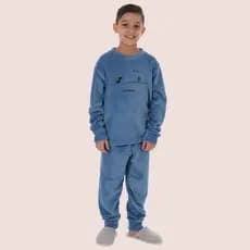 Pijama De Frio Victory Soft Bordado Térmico Infantil Liso Menino Toque Macio Peluciado