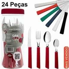Faqueiro Inox Conjunto Talheres Cozinha 24 Peças  - jogo de talher