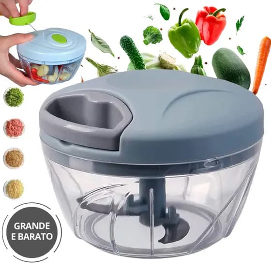 Processador De Alimentos Triturador Manual 500 ml Com 3 Lamina  para cortar, triturar e picar
