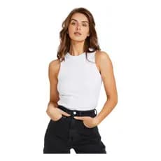 Regata Feminina Blusinha De Alça Larga Canelada Algodão