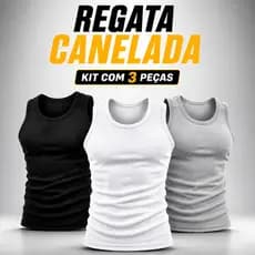Kit 3 Regatas CJ Masculina Americana Canelada Algodão Ribana Academia Fitness Casual SevenLine Praia