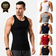 Regata CJ Masculina Canelada Americana Algodão Ribana Academia Fitness Casual SevenLine Básica Praia