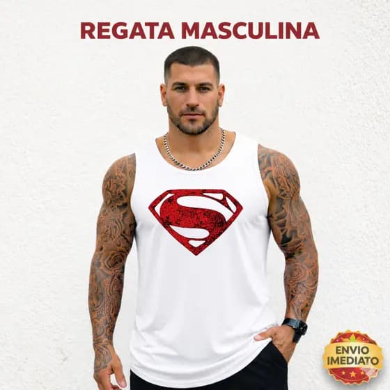 Regata Masculina Academia Estampa Super Man Super Confortavel Roupa Masculina Pronta Entrega