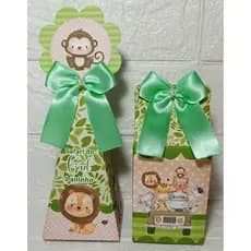 Kit Pegue e Monte Caixa Milk e pirâmide SAFARI MENINO lembrancinhas Personalizadas para festas aniversários.