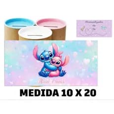 Adesivos Personalizados para Cofrinhos STITCH e ANGEL lembrancinhas Personalizadas para festas aniversários.