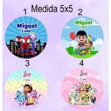 Adesivos redondos 5x5/ lembrancinhas de festa/ adesivos para latinhas/ festa infantil.