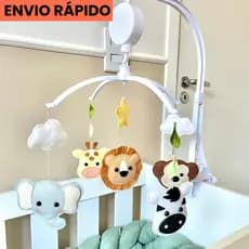 Móbile Musical e Giratório para Berço Safari Animais da Floresta Bichinhos