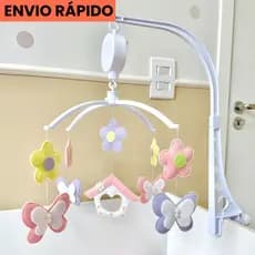 Móbile Musical e Giratório para Berço Jardim Encantado Borboletas e Flores Brinquedo Bebê Menina