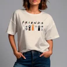 Camiseta Feminina T-Shirt Friends Animais Overiszed Despojada Dia a Dia 100% Algodão Lançamento