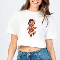 Cropped T-Shirt Feminino Soltinho Despojado Moana Streetwear Treino 100% Algodão Envio Rápido