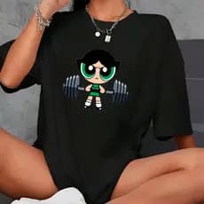 Camiseta Feminina Super Poderosas T-Shirt Despojada Para Treino Academia 100% Algodão Promoção