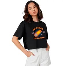 Cropped Camiseta Curto Soltinho T-Shirt Gola Redonda Despojado Manga Curta 100% Algodão