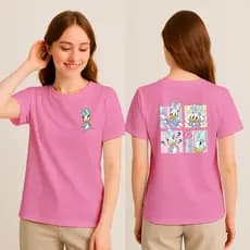Camiseta Feminina T-Shirt Frente e Costa Margarida Despojada Casual Dia a Dia 100% Algodão