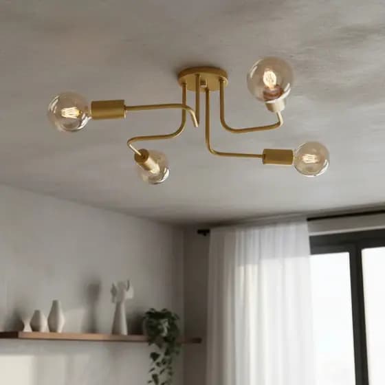 Luminária de Teto Sputnik 4 Braços Plafon em Aluminio Bivolt