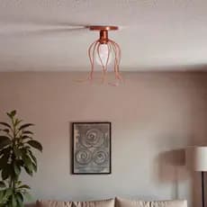 Lustre Luminária De Teto Plafon Tulipa Aramado Redondo Aramado Sobrepor Moderno