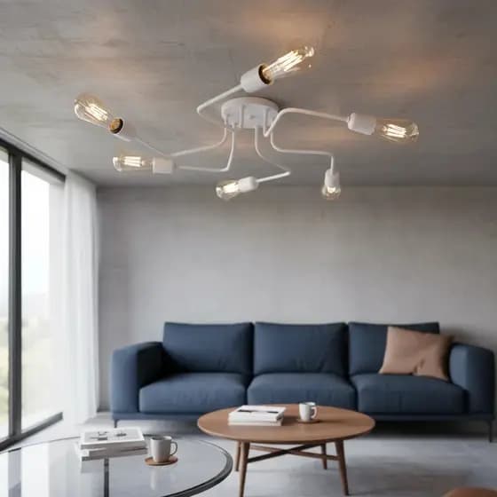 Luminária de Teto Sputnik 6 Braços "S" Luminária de Teto Quarto Lustre Sala Cozinha Moderno Casa