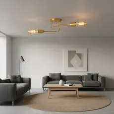 Lustre Moderno Sputnik 2 Braços Luminária de Teto Plafon Sobrepor Bivolt em Aluminio