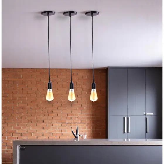 Lustre Conjunto 3 Pendentes Retrô E27 Luminária de Teto para Sala Cozinha Quarto Lanchonete