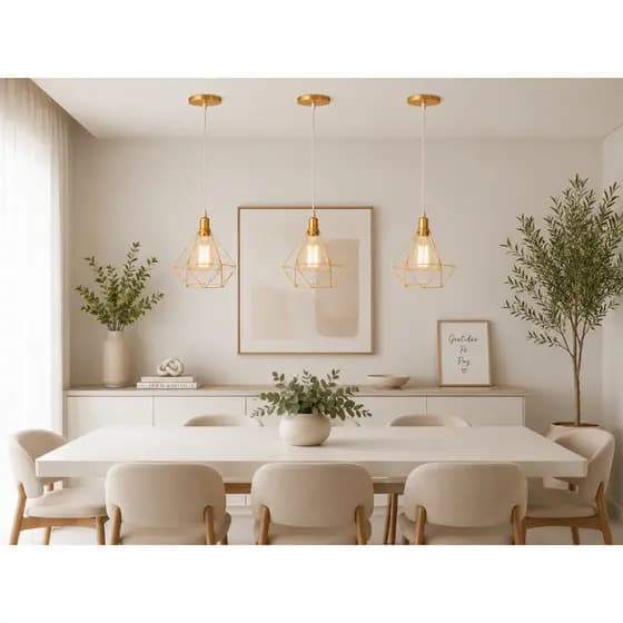 Lustre Luminária de Teto Pendente Aramado Diamante  Kit 3 Unidades Retro Industrial Área Gourmet