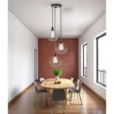 Conjunto Lustre Pendente Aramado Triplo Diamante P/ Modernizar Kit Luminária Sala De Jantar 110v/220