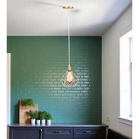 Lustre de Teto Diamante Aramado Retrô Iluminação Decorativa Industrial Luminária Ambientes Modernos