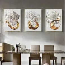 Kit Quadros Decorativo FLORES 6  3 peças 20x28 mdf alta qualidade