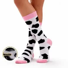 Meia Divertida Vaquinha Fazenda Algodão Atoalhada Grossa Feminina Academia Pijama Premium