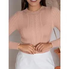 sueter linha tricot modal cropped blusa basica