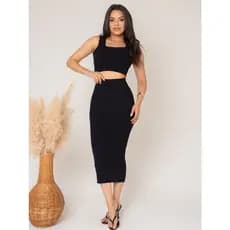 conjunto em trico modal top regata canelada