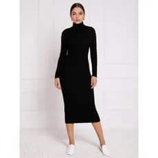 vestidoi tricot linha modal basica meio gola alto
