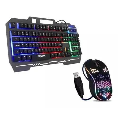Kit Teclado Mouse Gamer Semi Mecânico Iluminado Pc Abnt2 Usb Cor do mouse Preto Cor do teclado Preto