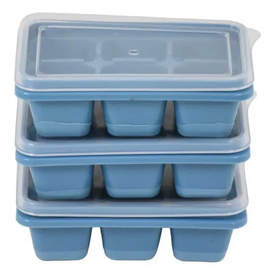 Kit 3 Forma De Gelo Com Tampa Fundo De Silicone 6 Divisórias