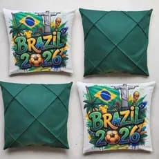 Kit 4 Capa de Almofada Suede Copa do Mundo – Modelo Drapeado Luxo